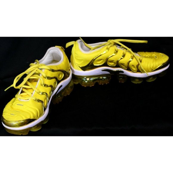 NIke Vapormax Air Plus Yellow Gold Womens 5.5 Sneakers Lace Up Athletic Shoes - Picture 6 of 10